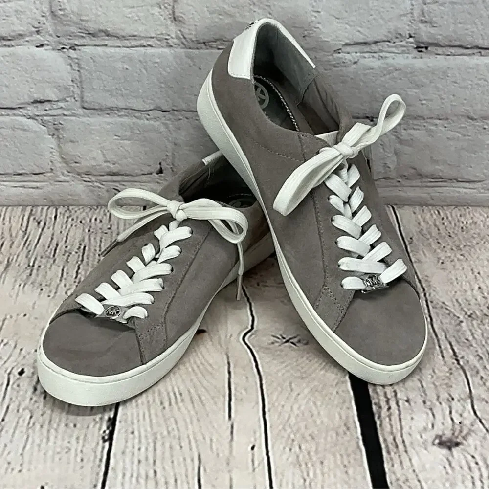 Michael Kors Suede Sneakers Women's Size 7M Gray Casual Vacation Logo Lace Up